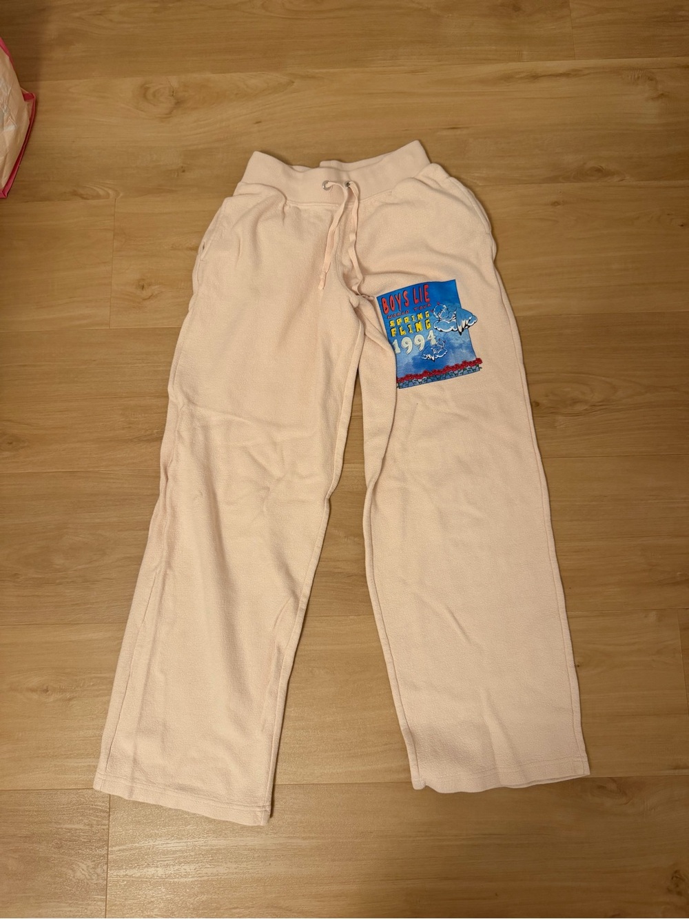Boys Lie Pale Pink Track Pants with Graphic Patch